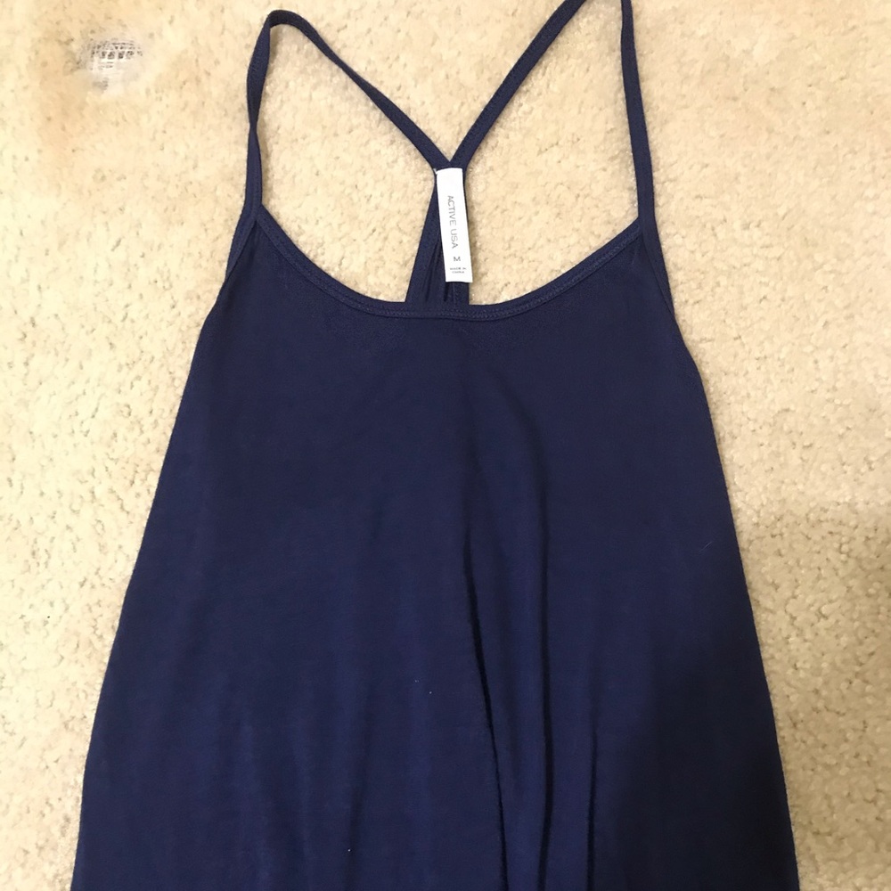 Navy racer back top